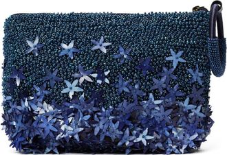 NANNACAY Clutch con applicazione a fiori - Blu