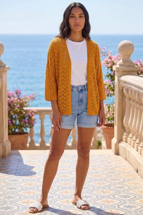 Roman Wave Stitch Detail Knit Cardigan