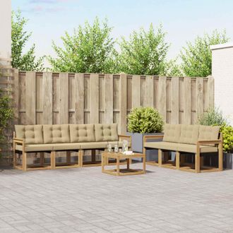 vidaXL Vidaxl Set Di Divani Da Esterno 8 Pz Bianco E Beige