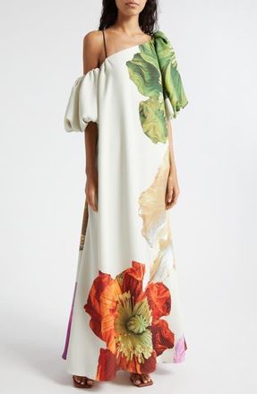 Stine Goya Payton Floral Asymmetric Neck Maxi Dress in Poppies Bloom at Nordstrom, Size Medium