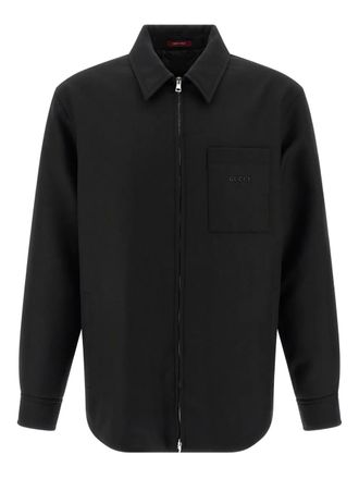 Gucci Twill shirtjack met logo - Zwart