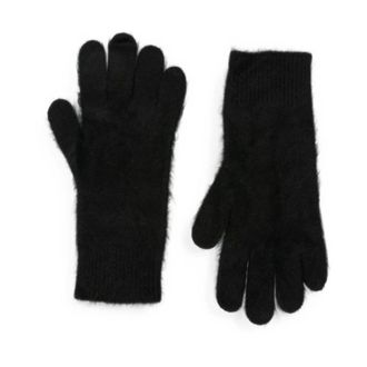 Soft Goat Fuzzy Gebreide Handschoenen - Dames - Accessoires - Zwart - Maat: ONE Size Kasjmier