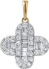 LuvMyJewelry Alina 0.7 Cts 14K Gold Baguette & Round Cut Diamond Clover Pendant with Optional Chain in Yellow Gold No Chain at Nordstrom