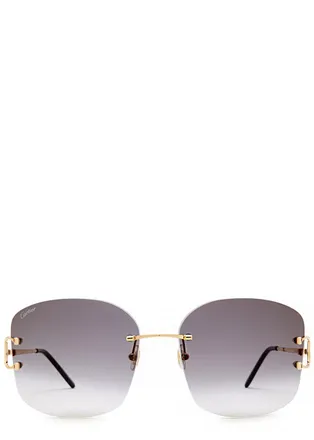 Cartier Cartier Signature C De Cartier Rimless Oversized Sunglasses - Gold