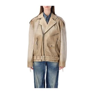 Golden Goose Jassen, Dames, Beige, S, Leer, Journey Leather Jacket