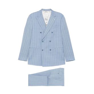 Luigi Bianchi Mantova Double Breasted Suits, male, Blue, Size: M Double-breasted Suit