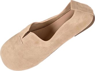 Generic Womens Flat Shoes Casual Round Toe Walking Flats Solid Color Lightweight Classic Comfortable Slip On Pumps Shoes Work Party Leisure Khaki