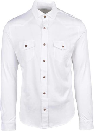 Eleventy White Cotton Snap Buttons Men Shirt