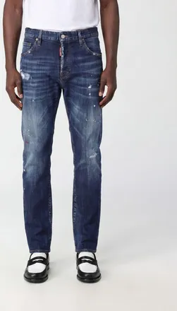 Dsquared2 Jeans 642 straight fit in denim di cotone con effetto usurato