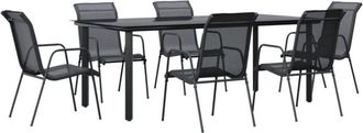vidaXL vidaXL 7 Piece Garden Dining Set Black Steel and Textilene