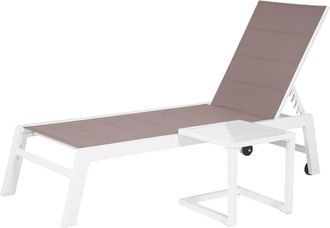 Happy Garden Conjunto de tumbona y mesa auxiliar BARBADOS taupe y aluminio blanco