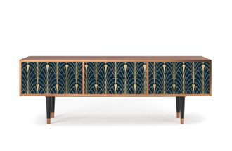 StoryZ Mueble de TV azul y amarillo 2 cajones y 2 puertas L 170 cm