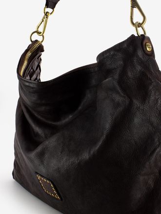 Campomaggi Borsa monospalla in pelle intrecciata moro