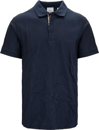 Burberry Tops, Heren, Blauw, XL, Katoen, Polo Shirt met Knoopsluiting
