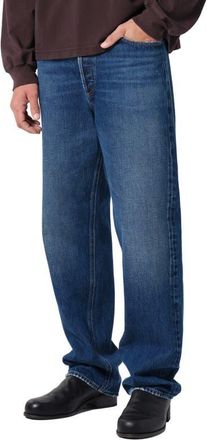 A Gold E 90s Mid Rise Relaxed Straight Leg Jeans in Dark Indigo at Nordstrom, Size 31