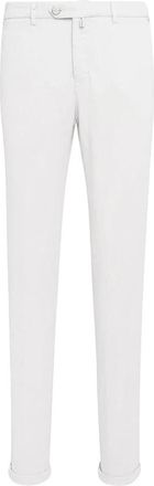 Kiton Stretch Katoen Slim Fit Broek - Heren - Slim Fit Broeken - Wit - W36 - Katoen - Broeken