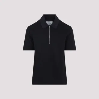 Jil Sander polo met gebreide kraag