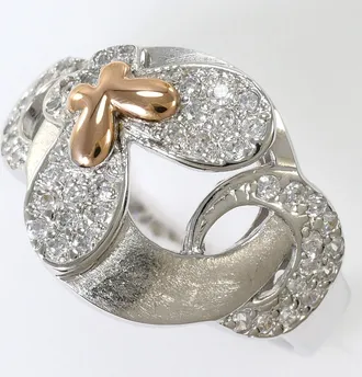 C&A Pink Gold White Gold Pink Gold (14K) White Gold (14K) Band Ring (Pre-Owned)