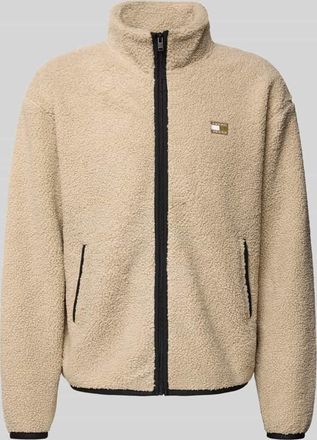 Tommy Jeans Relaxed Fit Fleecejacke in Teddyfleece-Optik in Beige, Größe XXL