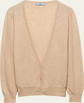Prada Plunging V-Neck Cashmere Cardigan