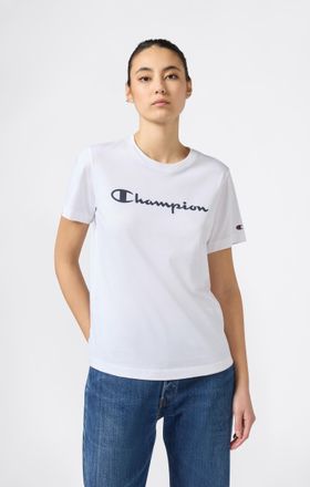 Champion T-Shirt CHAMPION, Damen, Gr. XL (46/48), wht, ns, Obermaterial: 100% Baumwolle, Rundhals, Shirts T-Shirt, klassischer Schnitt, sportlicher Stil, aus B