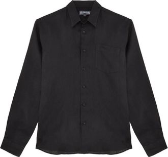 Vilebrequin Linen Shirt Solid - Heren - Casual Overhemden - Zwart - XL - Linnen - Overhemden
