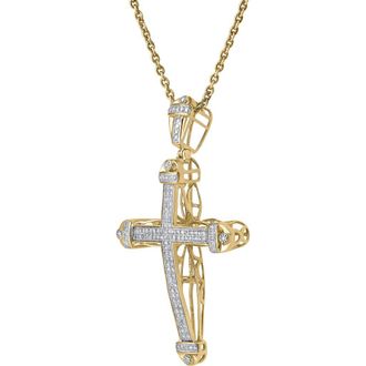 LuvMyJewelry Haven 10K Gold Diamond Cross Pendant - 0.50 CT in 10K Yellow Gold at Nordstrom