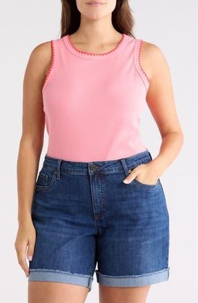 Caslon Whipstitch Trim Rib Tank in Pink Dianthus - Red Geranium at Nordstrom Rack, Size 3 X