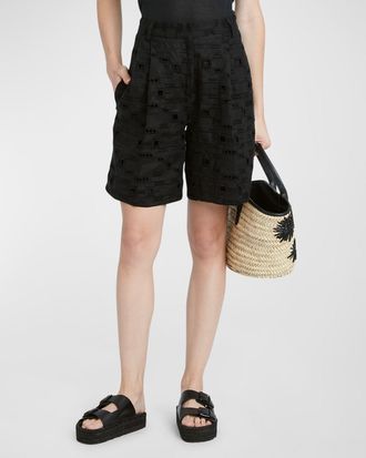 Kiton Sengale Lace Pleated Bermuda Shorts