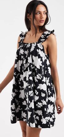 Levi's Meg - Vestito corto stile babydoll nero con stampa a fiori