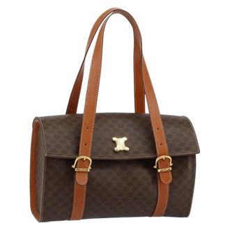 Celine Vintage Macadam Canvas Brown Canvas Backpack Bag (Pre-Owned)