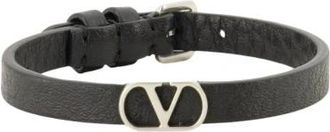Valentino Garavani VLogo Signature Leren Armband - Heren - Armbanden - Zwart - ONE Size - Leer - Accessoires