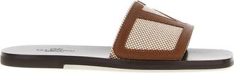 Valentino Garavani VLogo Signature Slides - Heren - Sandalen - Bruin - 42 EU - Katoen - Schoenen