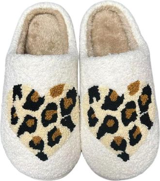 Generic Cozy Couples Winter Slippers With Heart Design Warm Fleece Lined For Indoor And Outdoor Home Footwear Womens Supportive WomenS Size 6 4 Shoes Women Uk