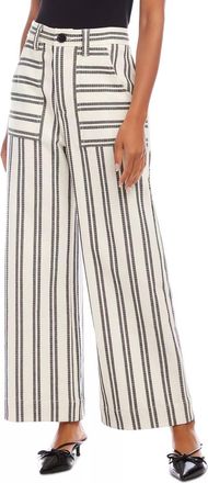 Fifteen Twenty Striped Rylee Cropped Pants In White/black