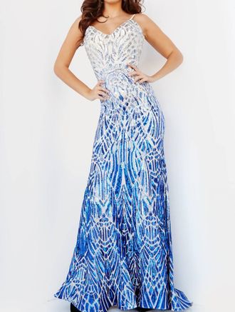 Jovani Backless Sequin Prom Dress In Royal