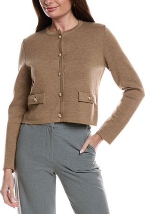 Bruno Magli Merino Wool Cropped Crewneck Jacket