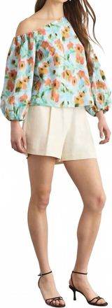 Tanya Taylor Tabitha Off-The-Shoulder Top In Powder Blue Multi