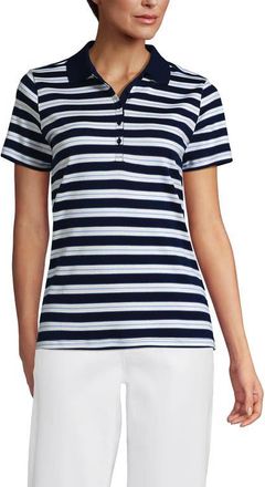 Lands End Supima Cotton Polo Shirt in Deep Sea/blue Multi Stripe at Nordstrom, Size Medium P