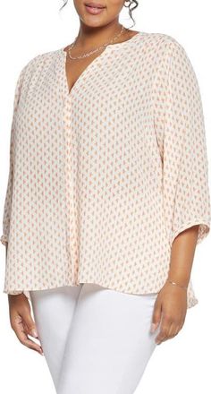 NYDJ Semisheer Pintuck Blouse in Chez Geo at Nordstrom, Size 3X