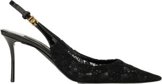 Dolce & Gabbana Lace Slingback - Dames - Pumps - Zwart - 37 EU - Katoen - Schoenen