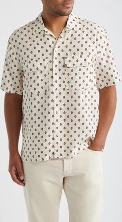 Madewell Short Sleeve Lyocell & Linen Button-Up Shirt in Foulard at Nordstrom, Size Xx-Large