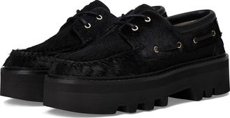 AllSaints Aastha Fur Boat Shoes Womens Dress Flat Shoes Black : 10 M, Synthetic