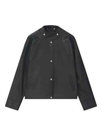 &Aacute;eron Salem snap-collar leather jacket - Zwart