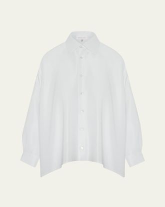 Eskandar Wide A-Line Shirt With Collar - Very Long Length