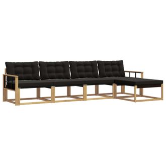 vidaXL Conjunto De Sof&aacute;s De Exterior Con Coj&iacute;n 5 Pcs Blanco Y Negro Vidaxl