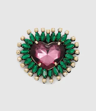 Essentiel Broche Koeur2 Vert Rose