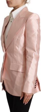 Dolce & Gabbana Womens Pink Satin Long Sleeves Blazer Coat Jacket Silk Clothing