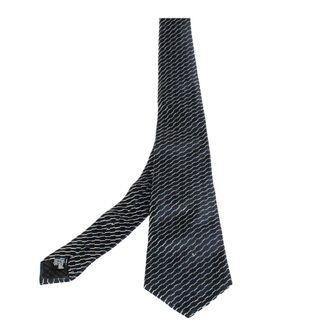 Giorgio Armani Navy Blue Diagonal Stripe Detail Silk Tie