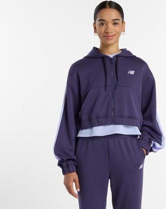 New Balance Womens Interlock Full Zip in Purple Poly Knit, size X-Large